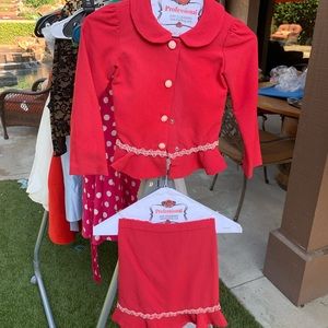 Little Girl’s Custom Red 2-piece Suit, Size 4